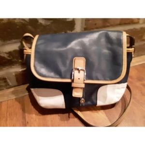 Coach Hadley Blue/White Leather Field Handbag